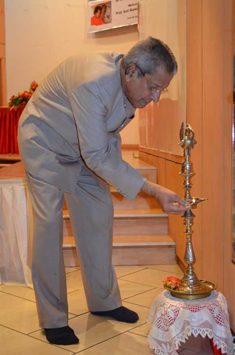 Professor Anil Kumar Lighting the Diya