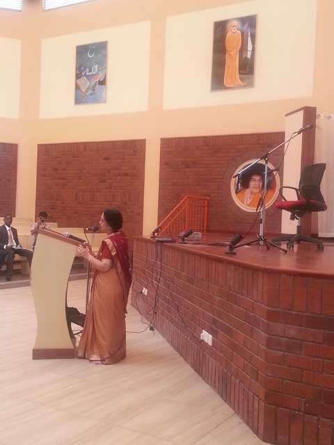 Sister Vijayalakshmi Giving a Speech to the Students